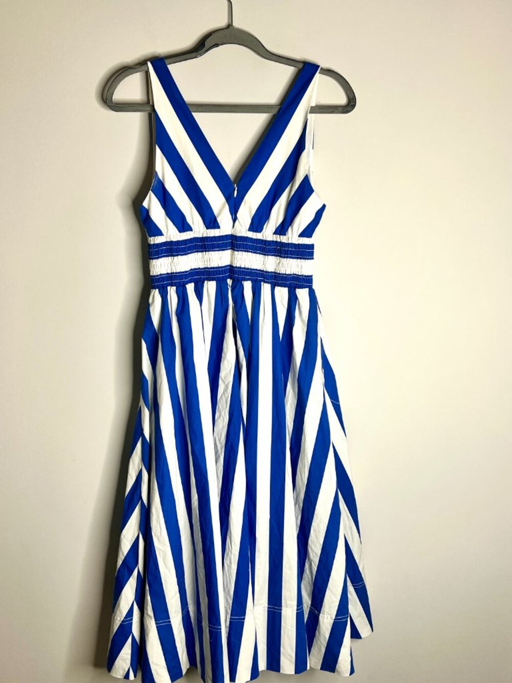 Anthropologie V-Neck Sleeveless Fit & Flare Midi Dress Coastal Nautical Stripe S - Picture 8 of 8